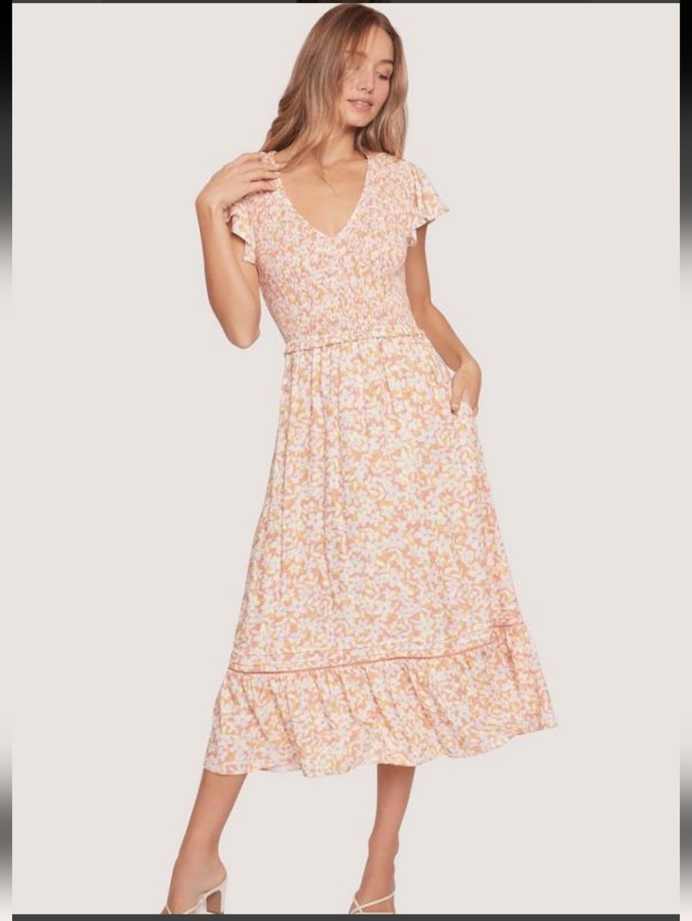New!Lost and Wander Women’s Coastal Daisies Midi Dress Y2K Cottagecore Trendy